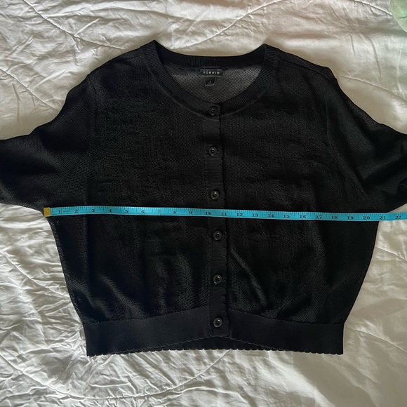 Torrid Pointelle Lace Button Front Crop Cardigan - Picture 8 of 10